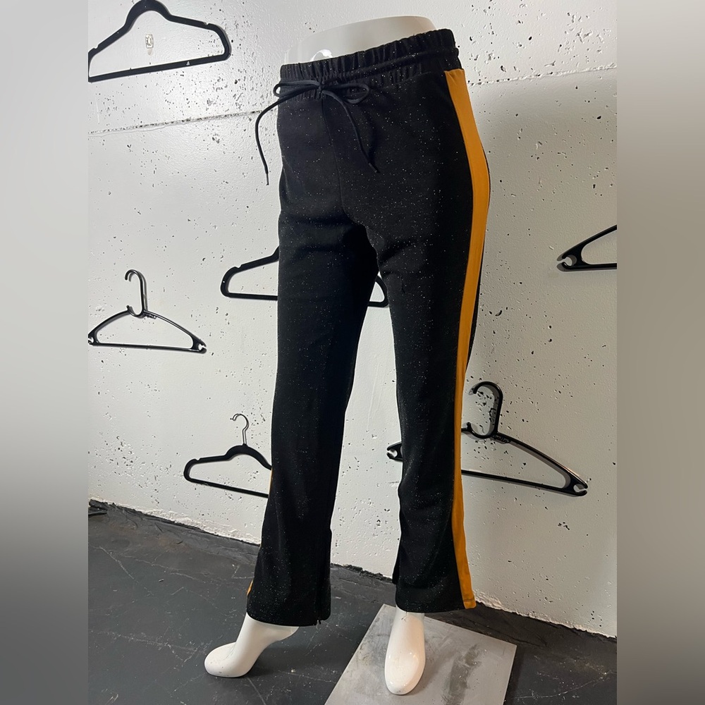 Black Pants with Yellow Stripe